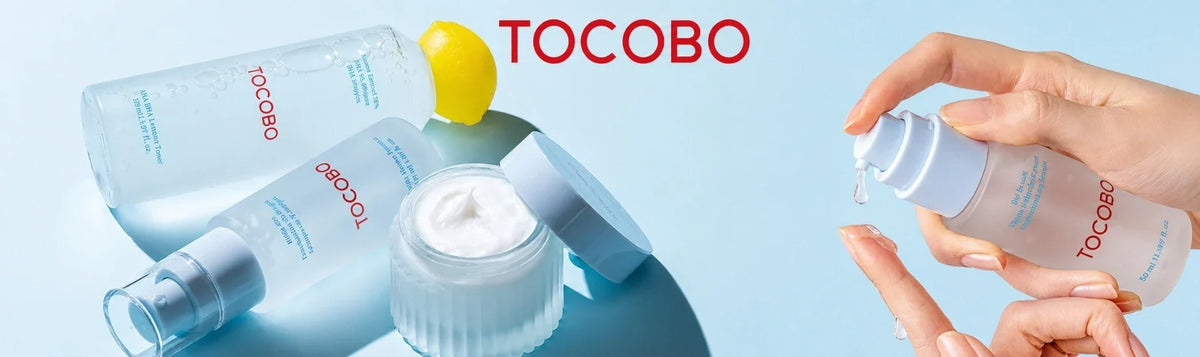 Tocobo collection banner featuring products at K-Beauty Shine