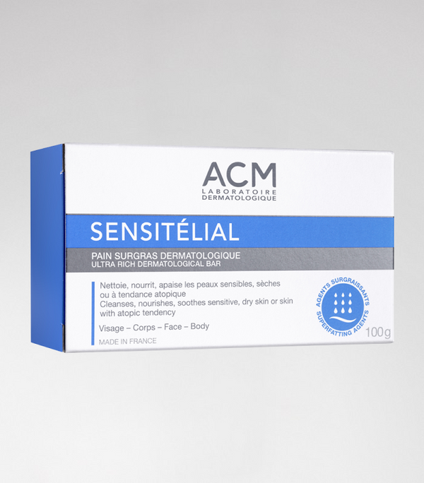 ACM Sensitélial Ultra-Rich Dermatological Bar: 100 g rich dermatological cleansing bar packaging