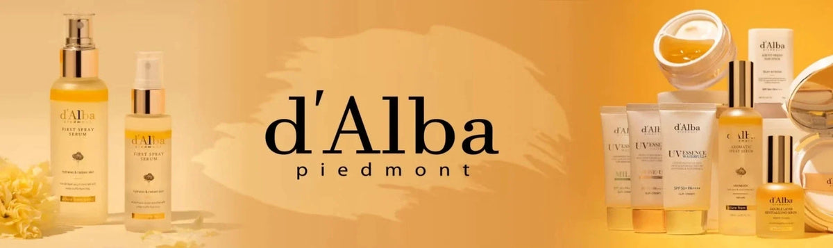 d'Alba collection banner featuring products at K-Beauty Shine