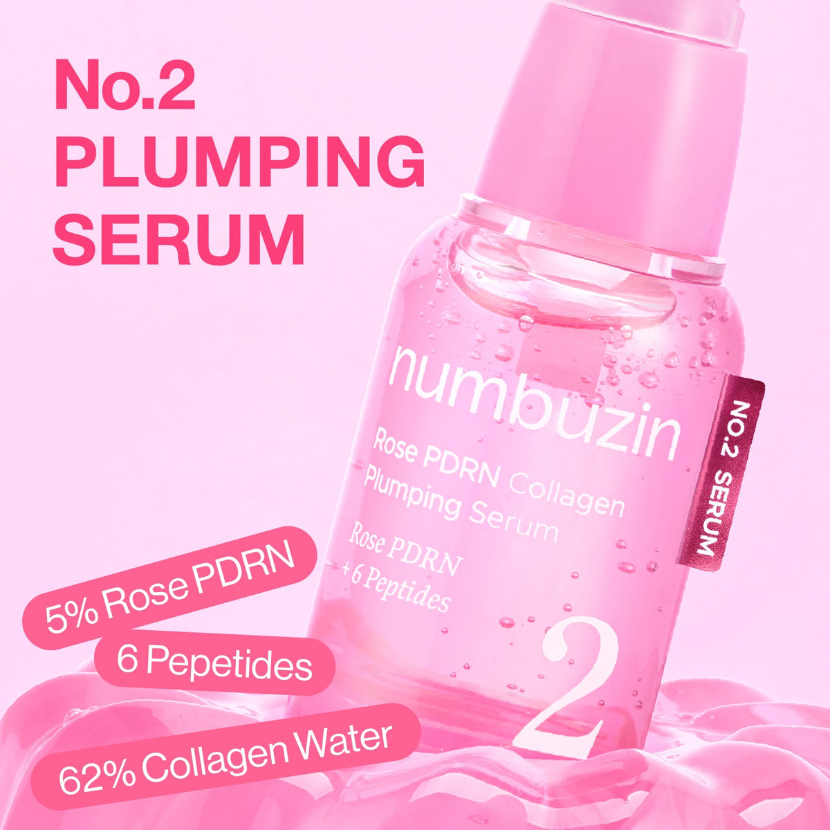 Numbuzin No.2 Rose PDRN Collagen Plumping Serum — Original — Official product detail 3
