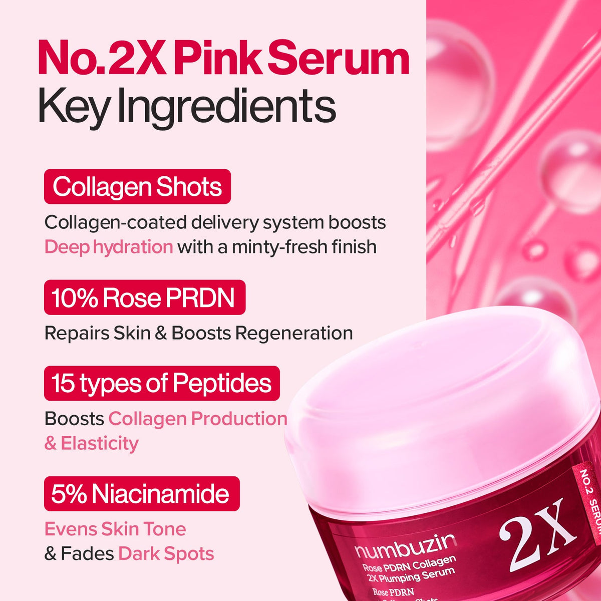 Numbuzin No.2 Rose PDRN Collagen Plumping Serum — 2X — Official product detail 18