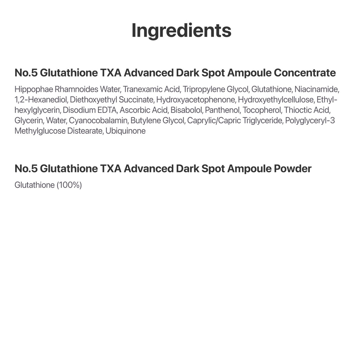 Numbuzin No.5 Glutathione TXA Advanced Dark Spot Ampoule Concentrate — Official product detail 11