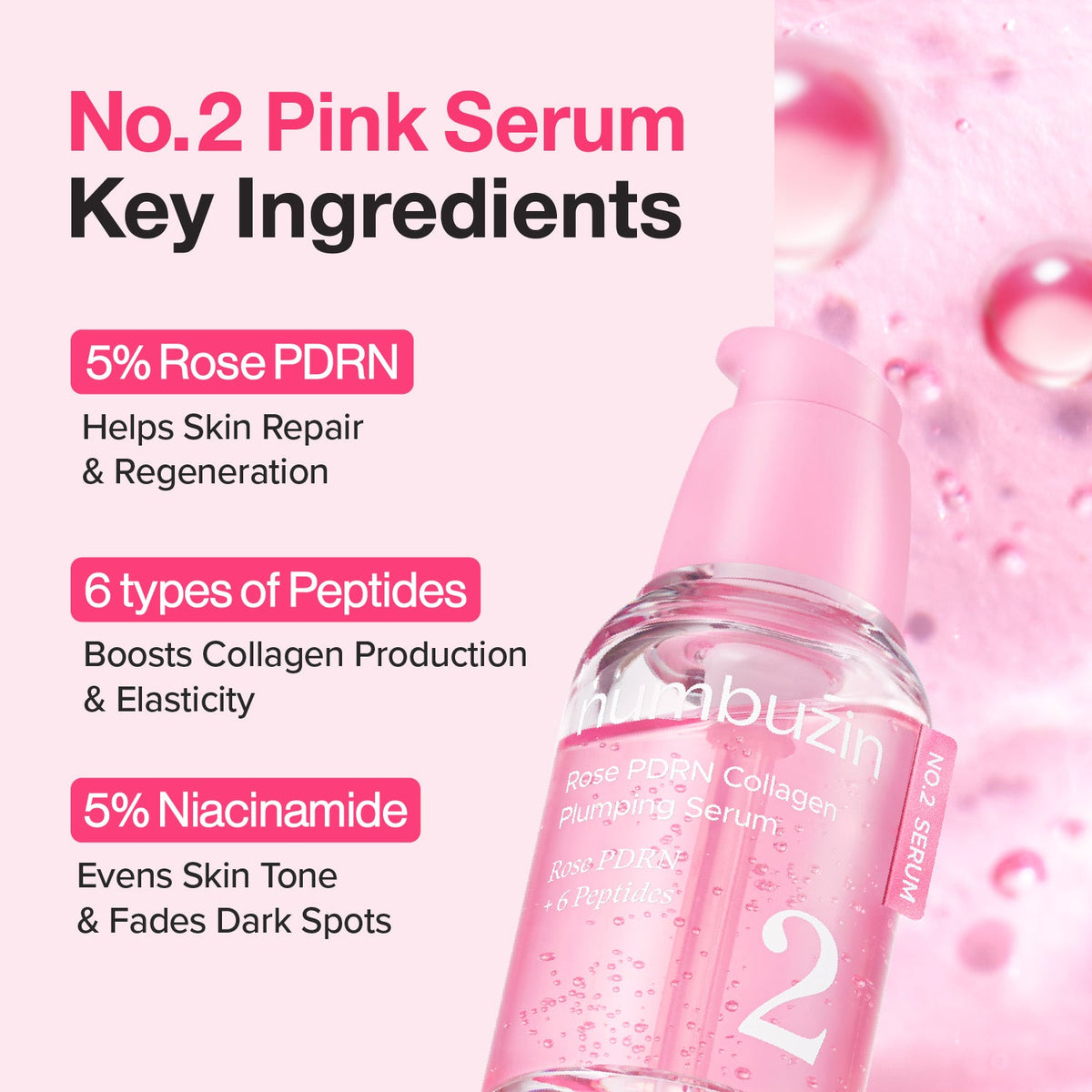 Numbuzin No.2 Rose PDRN Collagen Plumping Serum — Original — Official product detail 6