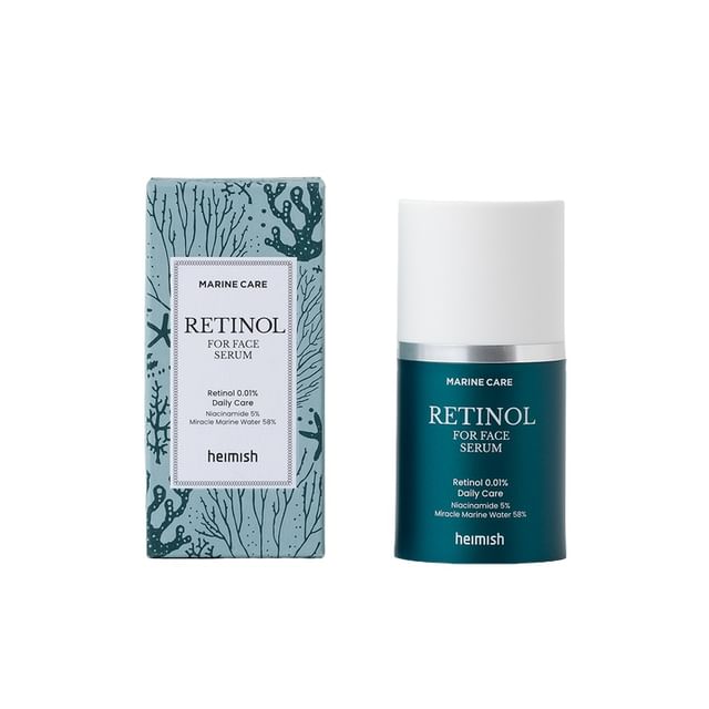 Heimish Marine Care Retinol For Face Serum 50 ml bottle with its matching carton on a white background