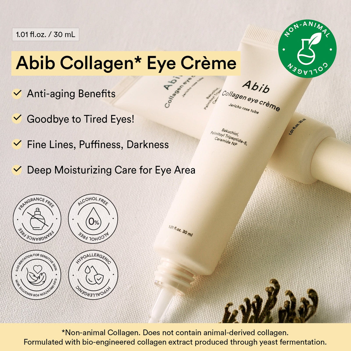 Abib Non-Animal Collagen Eye Cream Jericho Rose Tube: collagen eye cream benefits