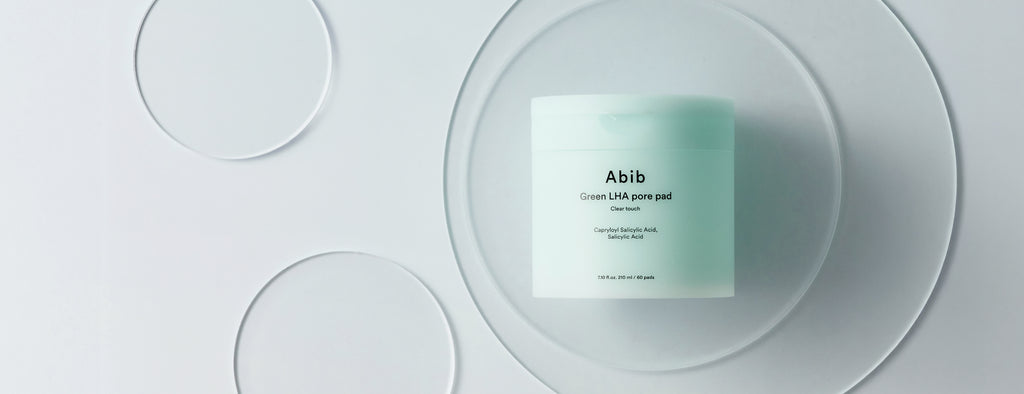 Abib Green LHA Pore Pad Clear Touch: toner pad jar and round pads