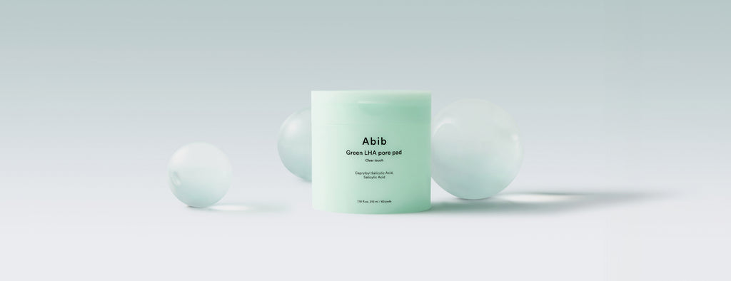 Abib Green LHA Pore Pad Clear Touch: Green LHA jar with ingredient spheres