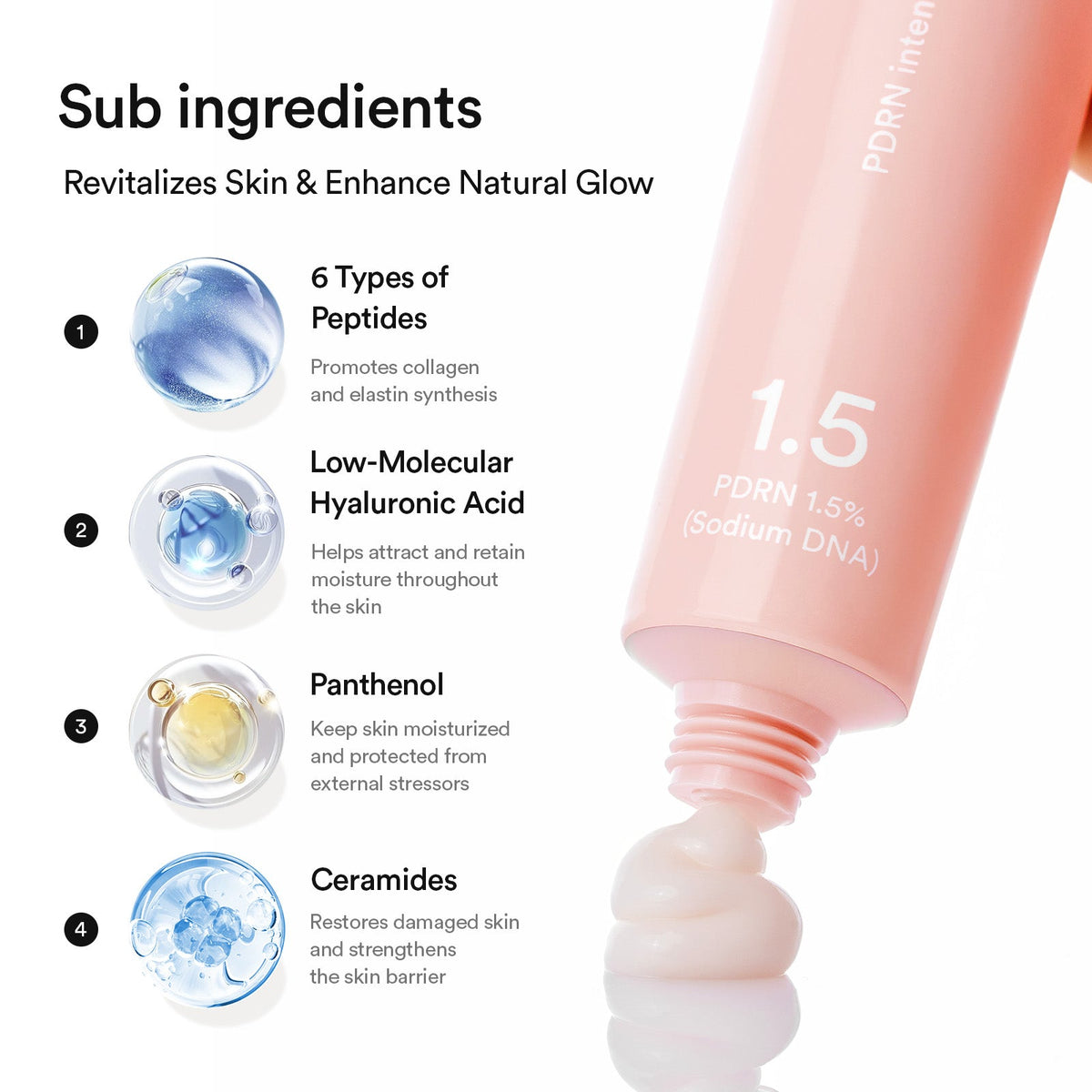Abib PDRN Intensive Cream 1.5 Tube: peptides hyaluronic acid panthenol and ceramides