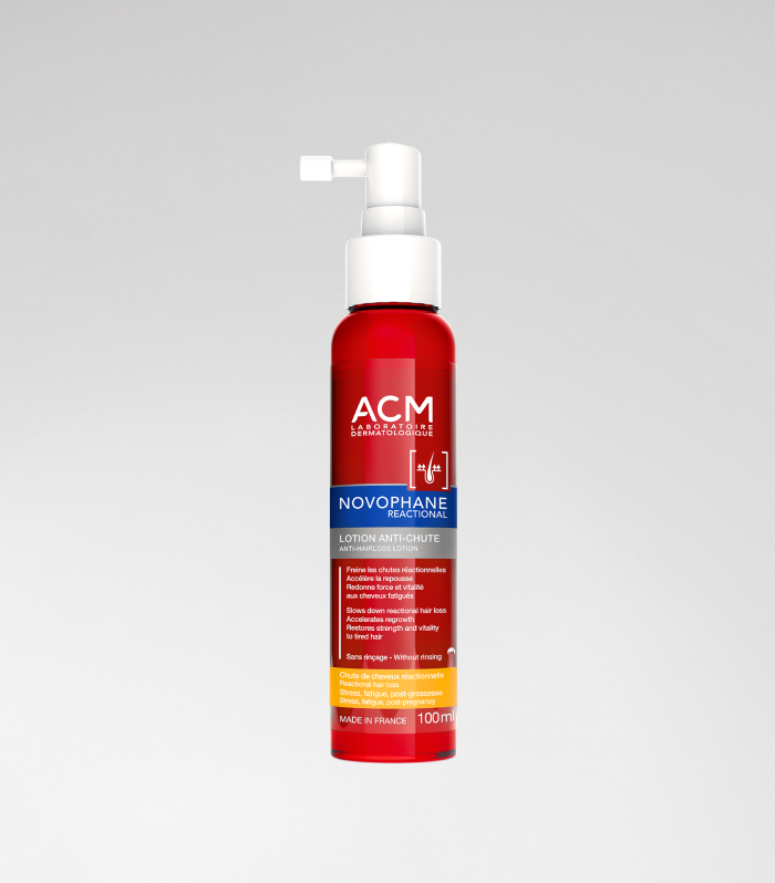 ACM Novophane Reactional Anti-Hair Loss Lotion: 100 ml scalp lotion spray bottle