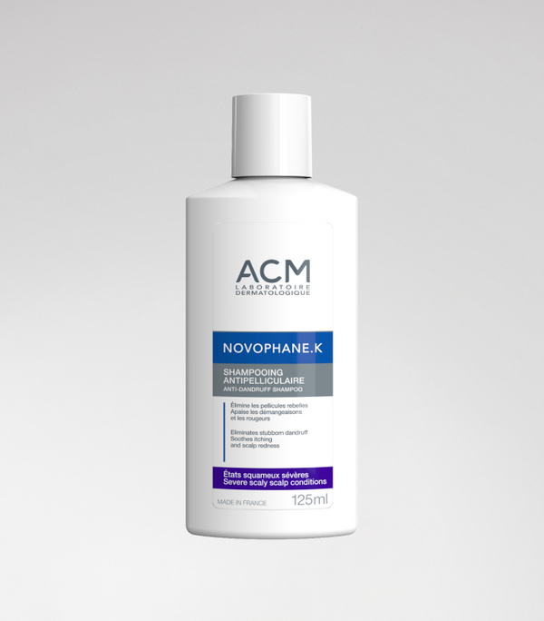 ACM Novophane K Anti-Dandruff Shampoo: 125 ml Novophane K shampoo bottle