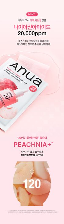 Anua Peach 70 Niacin Serum Mask 1 sheet mask: official niacinamide and peach care overview