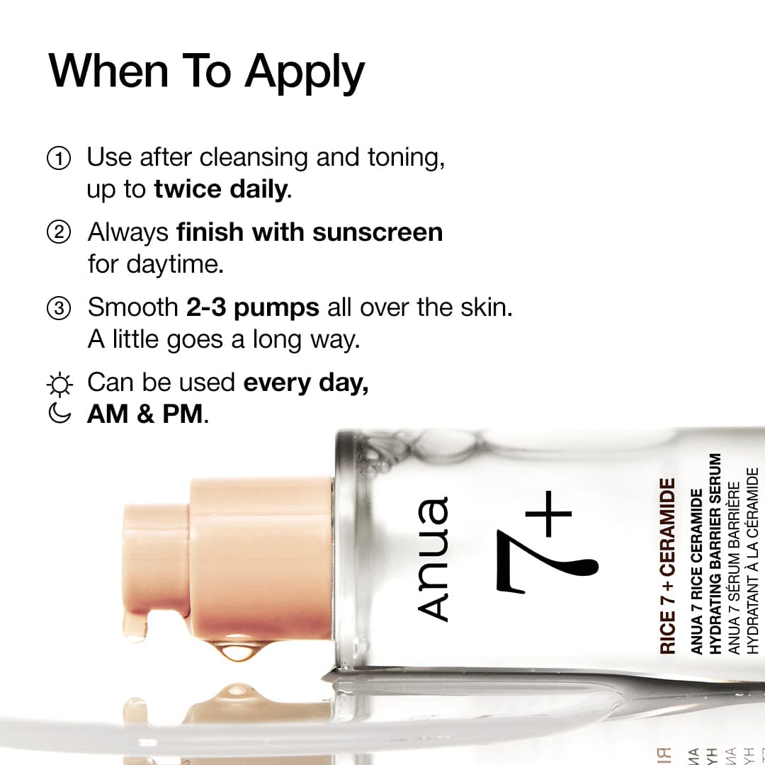 Anua Rice Ceramide 7 Hydrating Barrier Serum: application directions