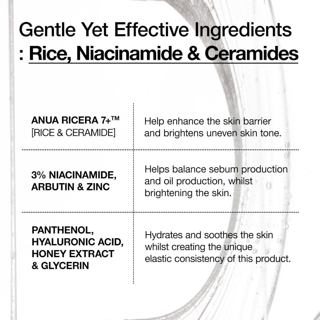 Anua Rice Ceramide 7 Hydrating Barrier Serum: key ingredient formula overview