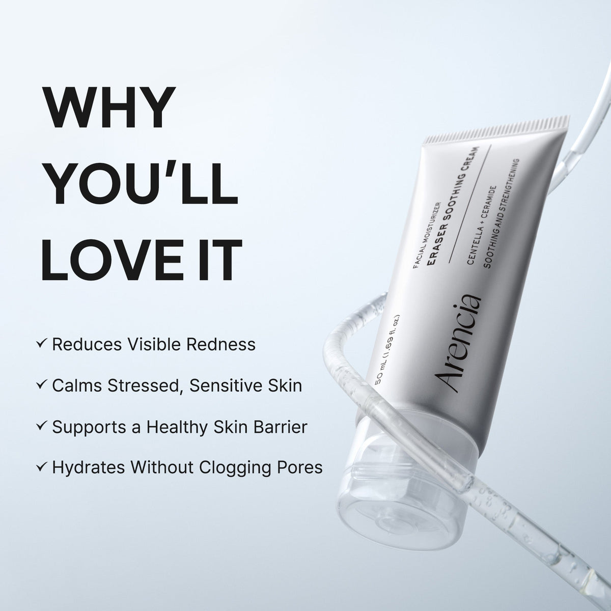 Arencia Eraser Soothing Cream 50 ml - formula and texture presentation