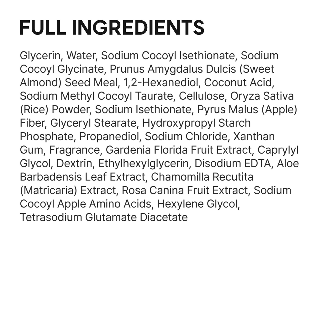 Arencia Fresh Rosehip Rice Mochi Cleanser 50 g - full ingredient panel