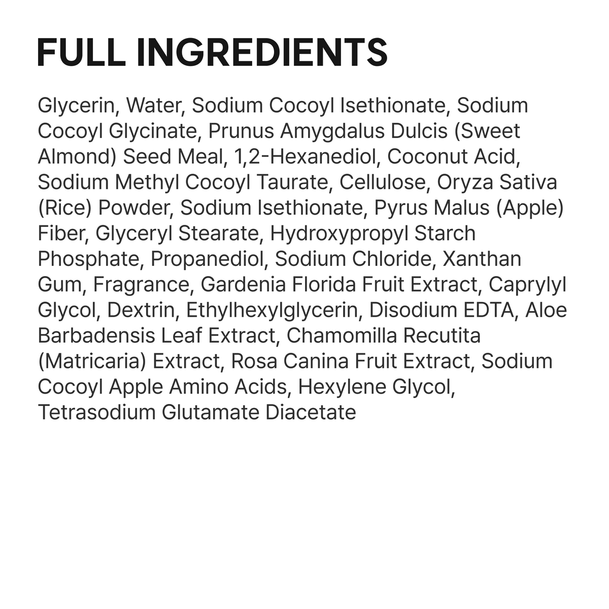 Arencia Fresh Rosehip Rice Mochi Cleanser 50 g - full ingredient panel