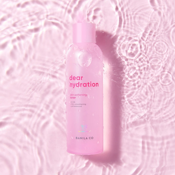 Dear Hydration Skin Softening Toner - bottle on pink background