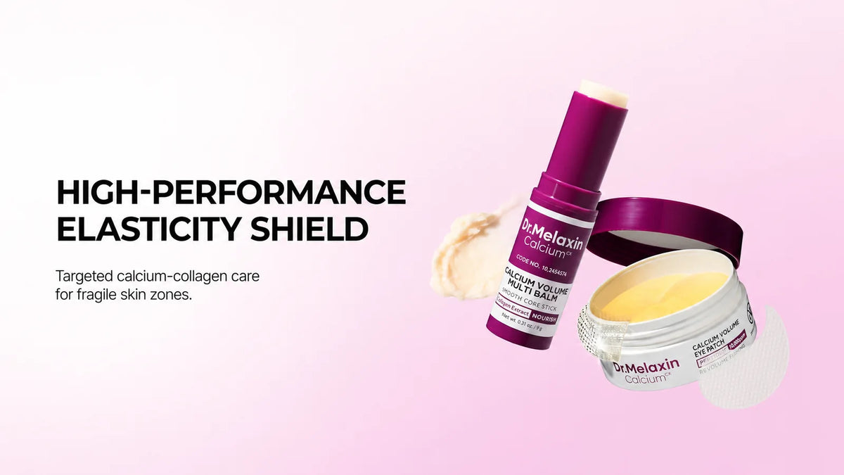 Dr. Melaxin Calcium Volume Multi Balm and Eye Patches for targeted moisturizing care