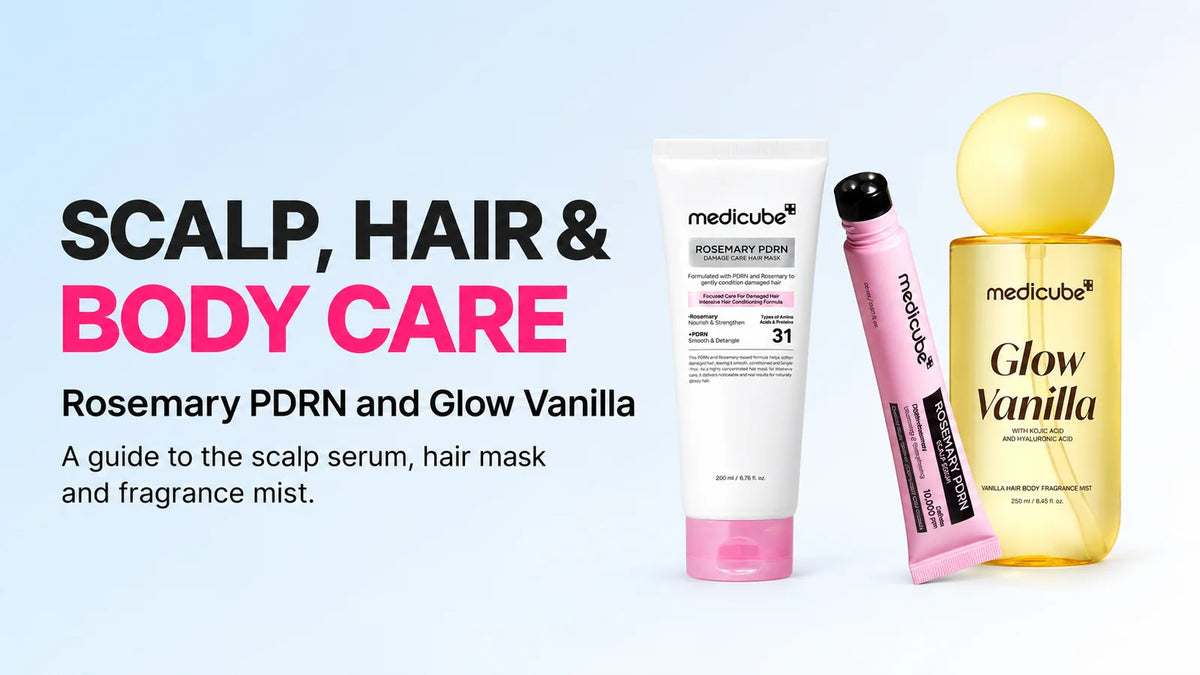Medicube scalp, hair and body care with Rosemary PDRN and Glow Vanilla mist