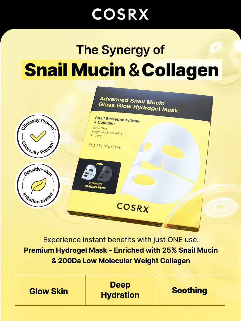 COSRX Advanced Snail Mucin Glass Glow Hydrogel Mask - 3pcs — official product gallery image 3