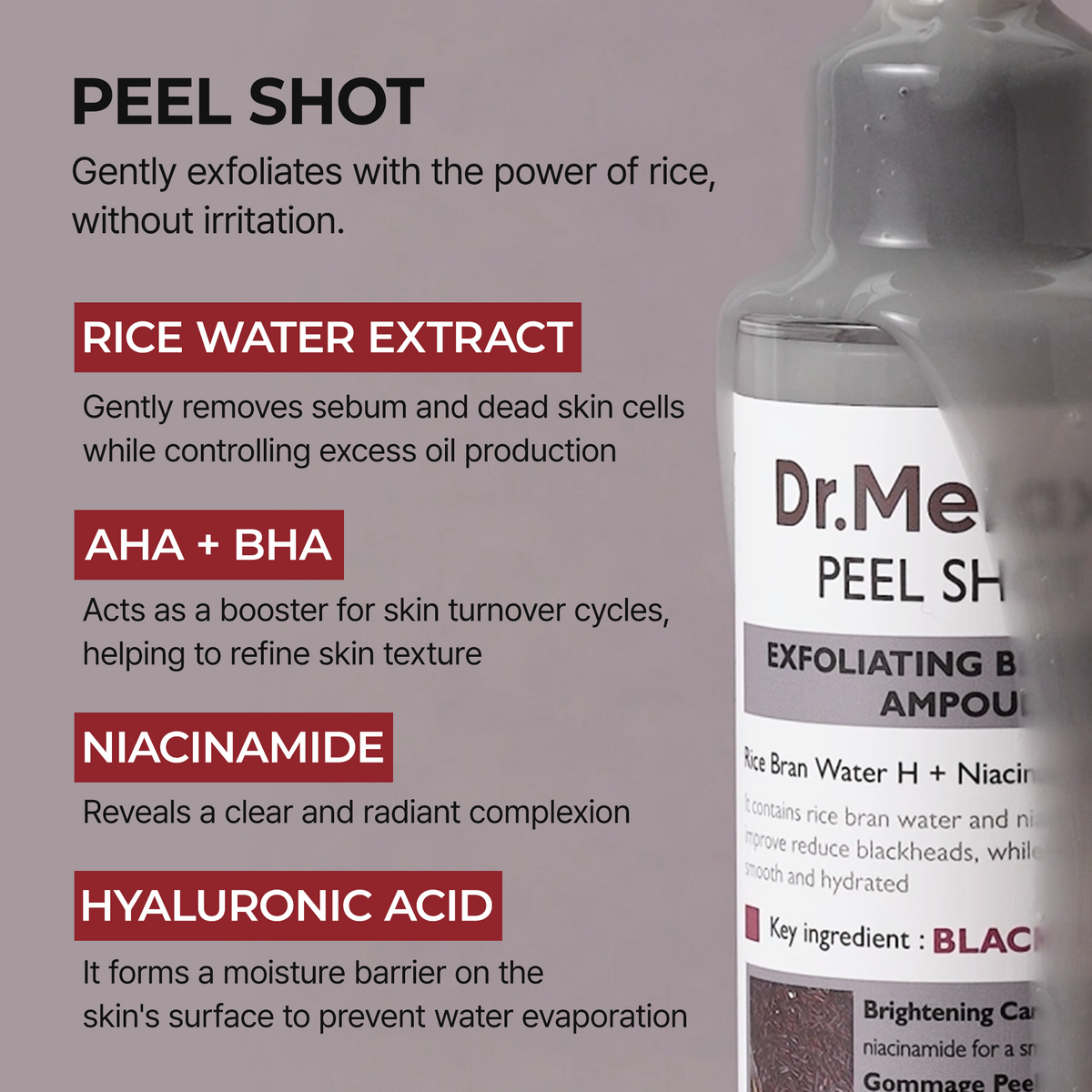 Dr. Melaxin Peel Shot Glow Black Rice Ampoule — official product gallery image 8