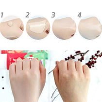 Elizavecca Milky Piggy BB Cream application steps and coverage demonstration on the hand