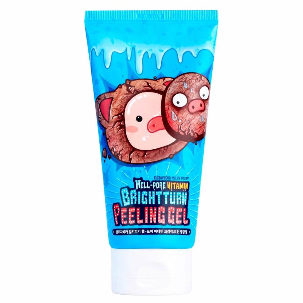 Elizavecca Milky Piggy Hell Pore Vitamin Bright Turn Peeling Gel 150 ml tube on white for smoother-feeling skin
