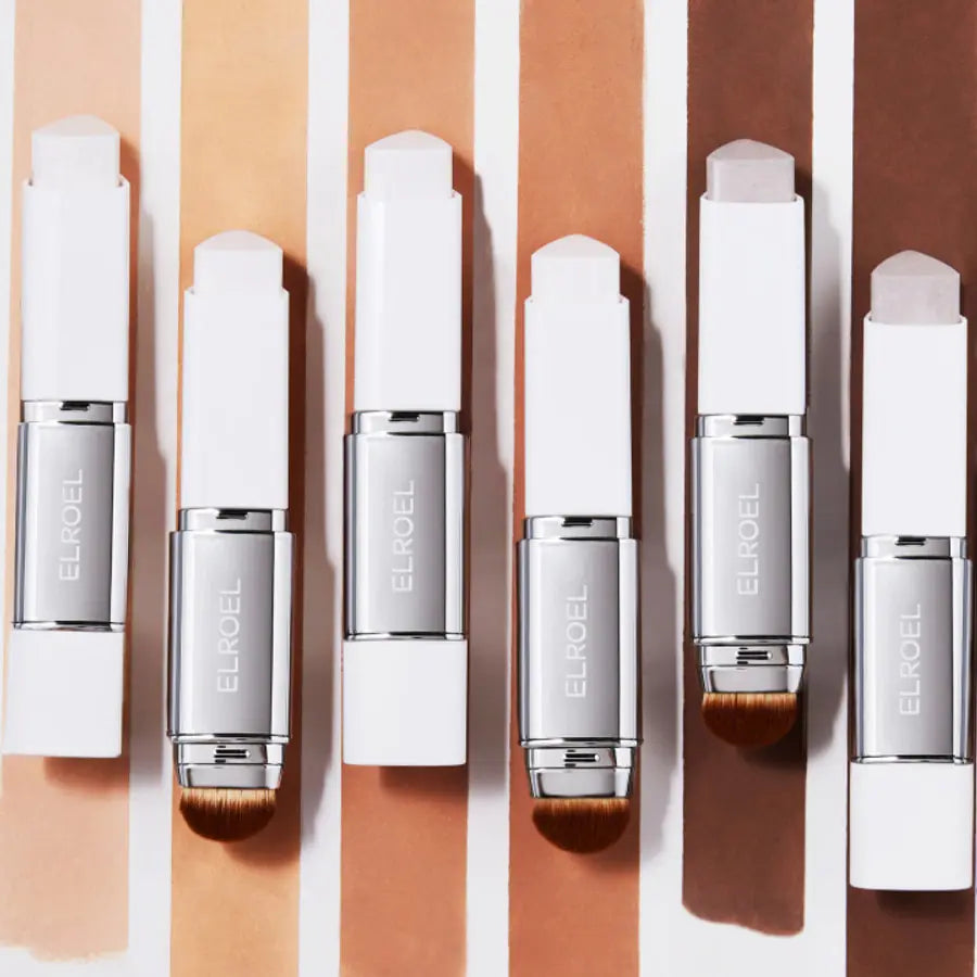 Original Blanc Cover Cream Stick range displayed over shade swatches