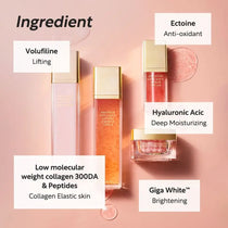 Prestige ingredient graphic with collagen, hyaluronic acid and ectoin