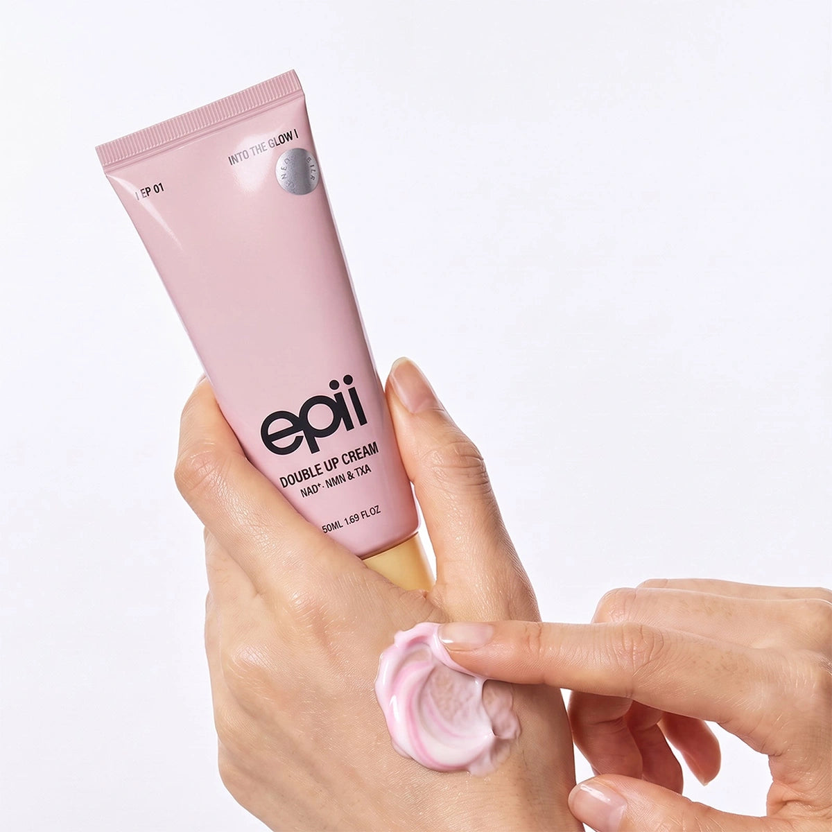 epii Double Up Cream NAD+ · NMN & TXA — Replenishes moisture with 15% squalane; hand application.