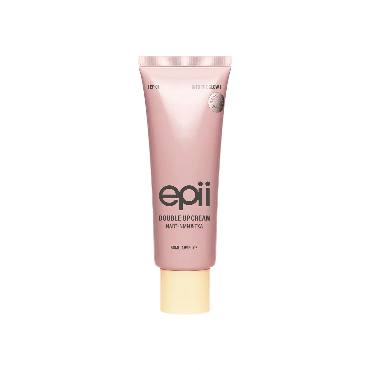 epii Double Up Cream NAD+ · NMN & TXA — Helps improve the appearance of uneven tone and dullness; white-background packshot.