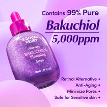 Eqqualberry DEEP CERA Bakuchiol Plumping Serum — Helps refine the appearance of visible pores; | Bakuchiol ingredient infographic