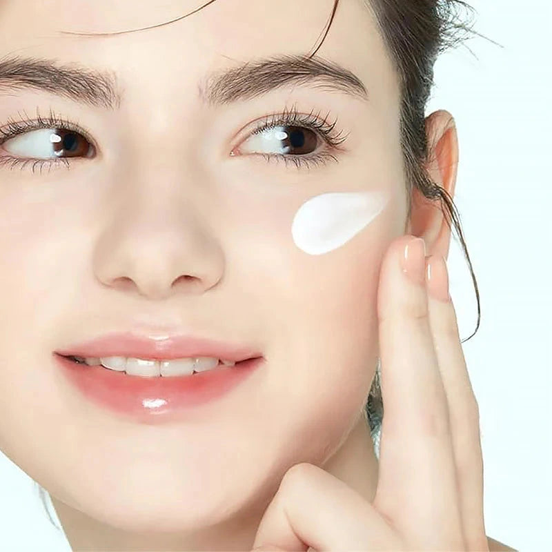 ETUDE Sunprise Mild Airy Finish Sun Milk SPF50+ PA++++ — Lightweight texture with an airy, non-sticky finish; application on the cheek.