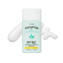 ETUDE Sunprise Mild Airy Finish Sun Milk SPF50+ PA++++ — Mineral UV protection with SPF50+ PA++++; white-background pack and texture.