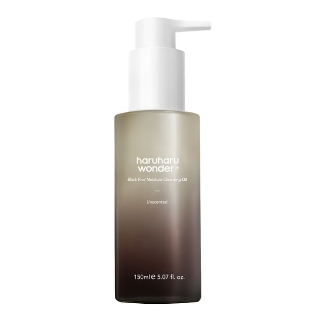 Haruharu Wonder Black Rice Moisture Cleansing Oil 150 ml bottle on a white background