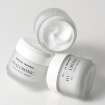 Heimish Moringa Ceramide Hyaluronic Hydrating Cream - 50ml — three 50 ml cream jars, including an open jar showing the cream.