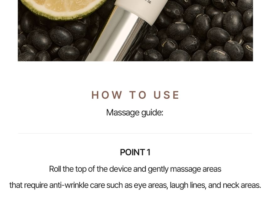 Heveblue Black Yuja Bean Lifting Auto Eye Cream 15 ml — massage instructions.