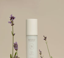 Heveblue Makeup Pro Ecto Namu Water Mist 50 ml — bottle beside lavender.