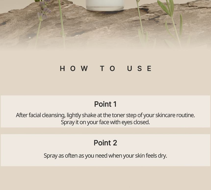 Heveblue Makeup Pro Ecto Namu Water Mist 50 ml — daily mist application instructions.