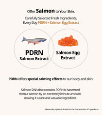 Heveblue Salmon Caring Centella Ampoule 30 ml — salmon PDRN ingredient artwork.