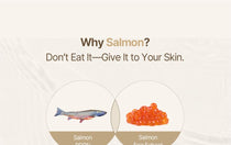 Heveblue Salmon Caring Centella Toner 200 ml — salmon PDRN ingredient artwork.