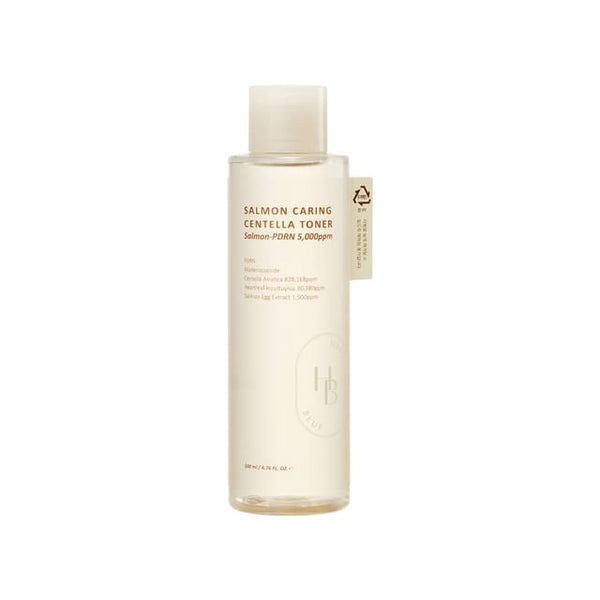 Heveblue Salmon Caring Centella Toner — 200 ml toner bottle on a white background