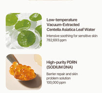 Heveblue Salmon Caring Newpair PDRN Booster 100,000 Shot Essence 5 ml — centella and sodium DNA ingredient guide.
