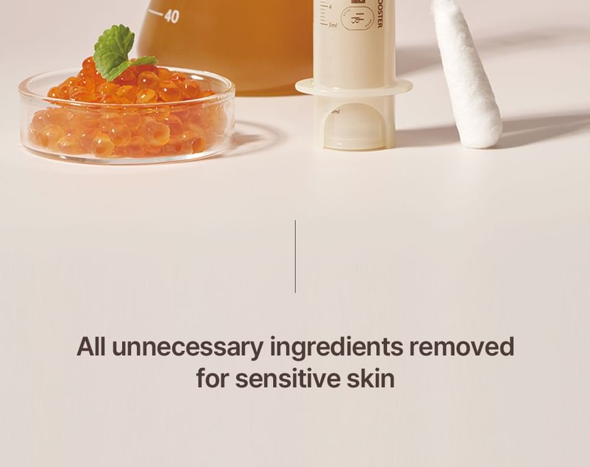 Heveblue Salmon Caring Newpair PDRN Booster 100,000 Shot Essence 5 ml — booster dispenser and ingredient props.