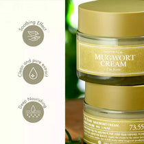 I'm From Mugwort Cream — matching original mugwort-cream jars on a green background