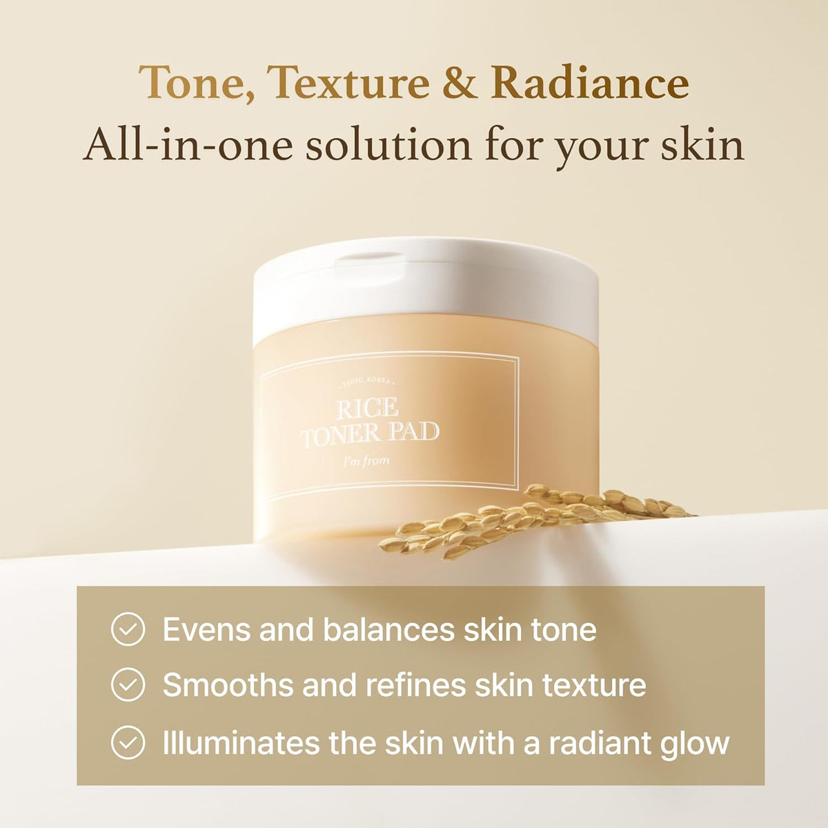 I'm From Rice Toner Pad — rice-toner-pad jar with rice stalks on a cream background