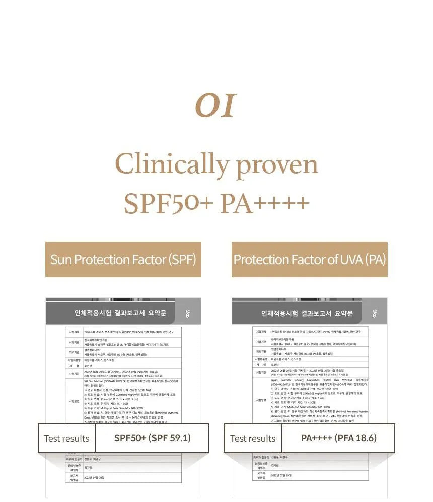 I'm From Rice Sunscreen — manufacturer SPF and PA test information