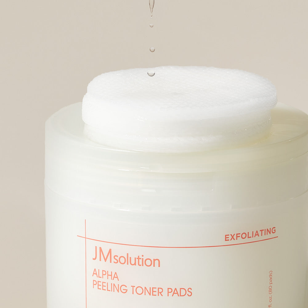 JMsolution Alpha Peeling Toner Pads — open jar and soaked pads
