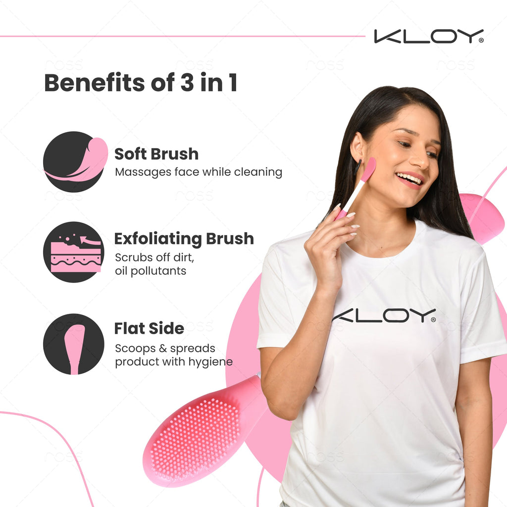 Kloy Silicone Face Mask Applicator & Lip Cleansing Brush (Light Pink) - official gallery 3