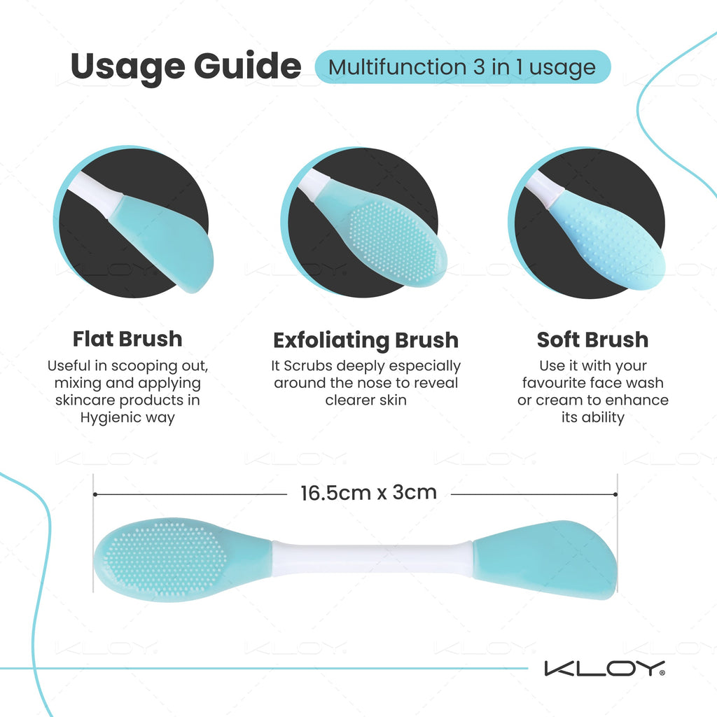 Kloy Silicone Face Mask Applicator & Lip Cleansing Brush (Turquoise) - official gallery 6